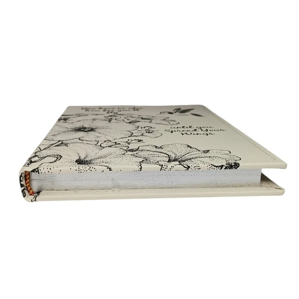 Journal Hummingbird & Flowers On Cover Cream & Black Hardcover 9